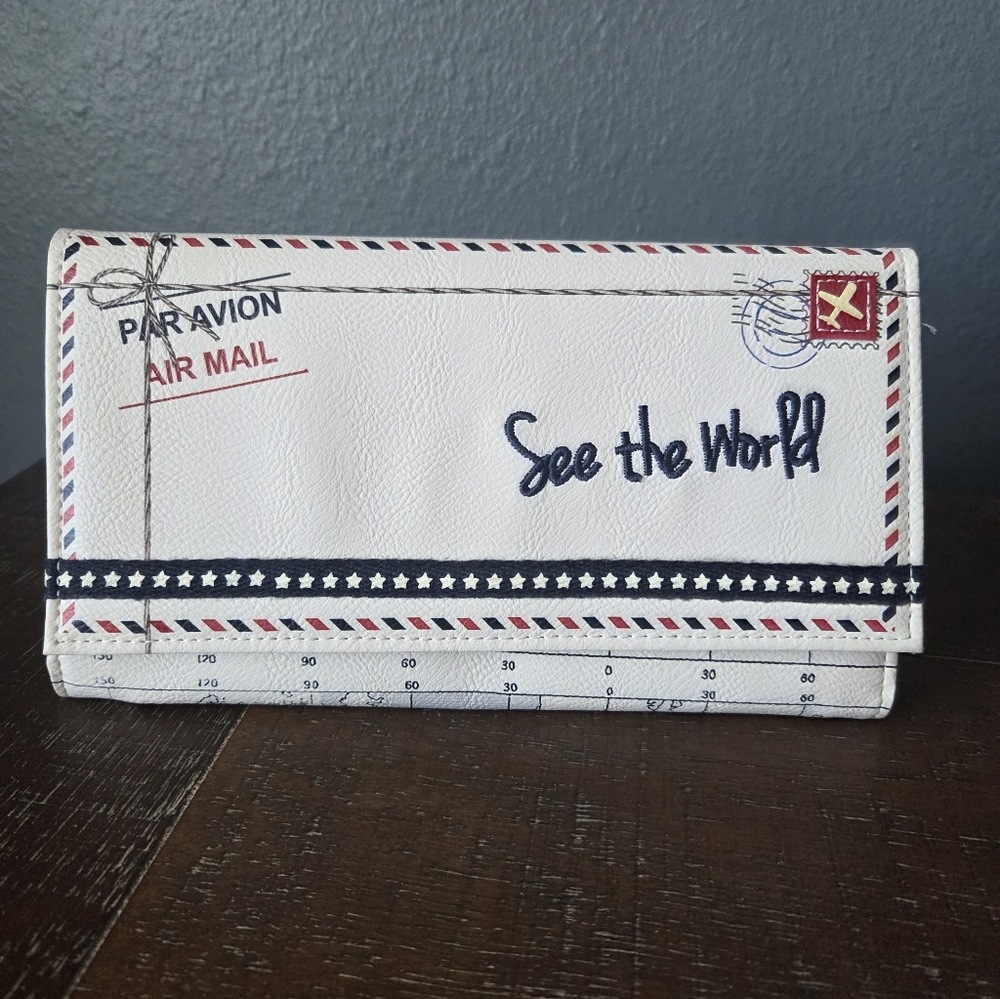 Miamaca See The World Travel Document Passport Faux Leather Wallet Organizer